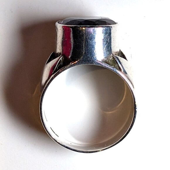 Floral tulip style amethyst wide band ring Size 7.5 - Picture 6 of 7